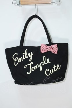 画像1: Emily Temple cute / ロゴ&スパンコールリボントートバッグ  黒 S-24-04-12-025-ET-BG-SZ-ZS