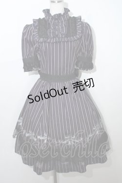 画像1: FRILL //レジメンリボンプリントワンピース  紺 S-24-04-20-075-HN-OP-UT-ZS