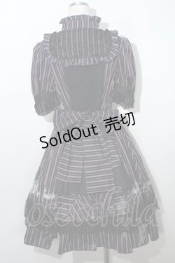 画像2: FRILL //レジメンリボンプリントワンピース  紺 S-24-04-20-075-HN-OP-UT-ZS