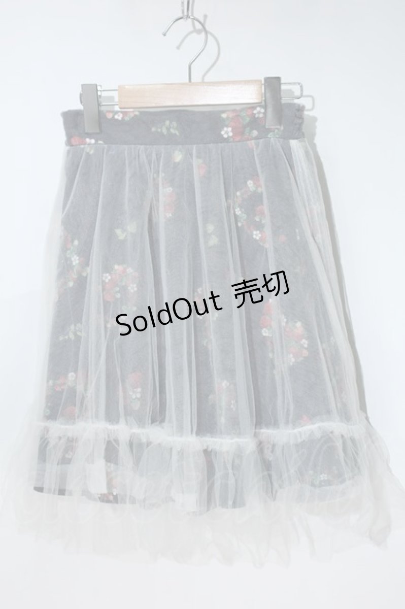 画像1: 【SALE】Secret Honey / ストロベリーチュールスカート  黒ｘ白 S-24-05-09-074-CA-SK-AS-ZT225 (1)