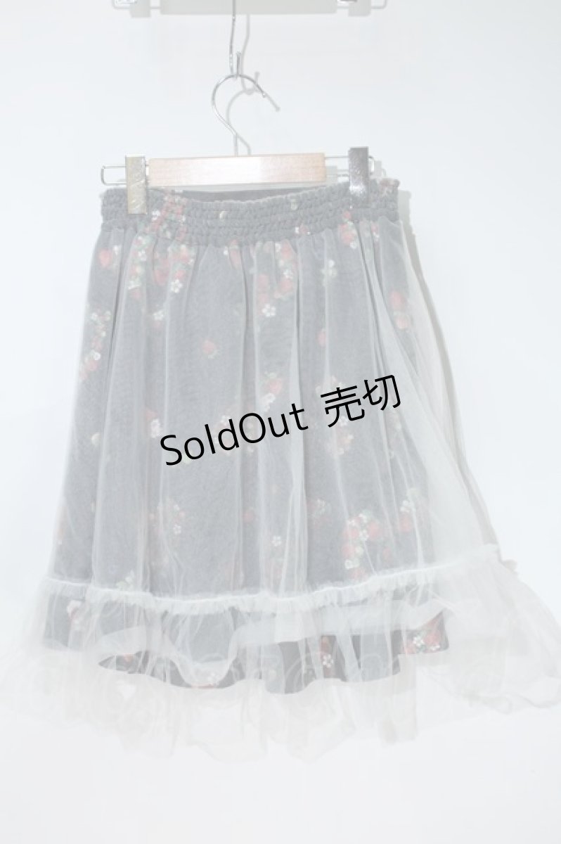 画像2: 【SALE】Secret Honey / ストロベリーチュールスカート  黒ｘ白 S-24-05-09-074-CA-SK-AS-ZT225 (2)