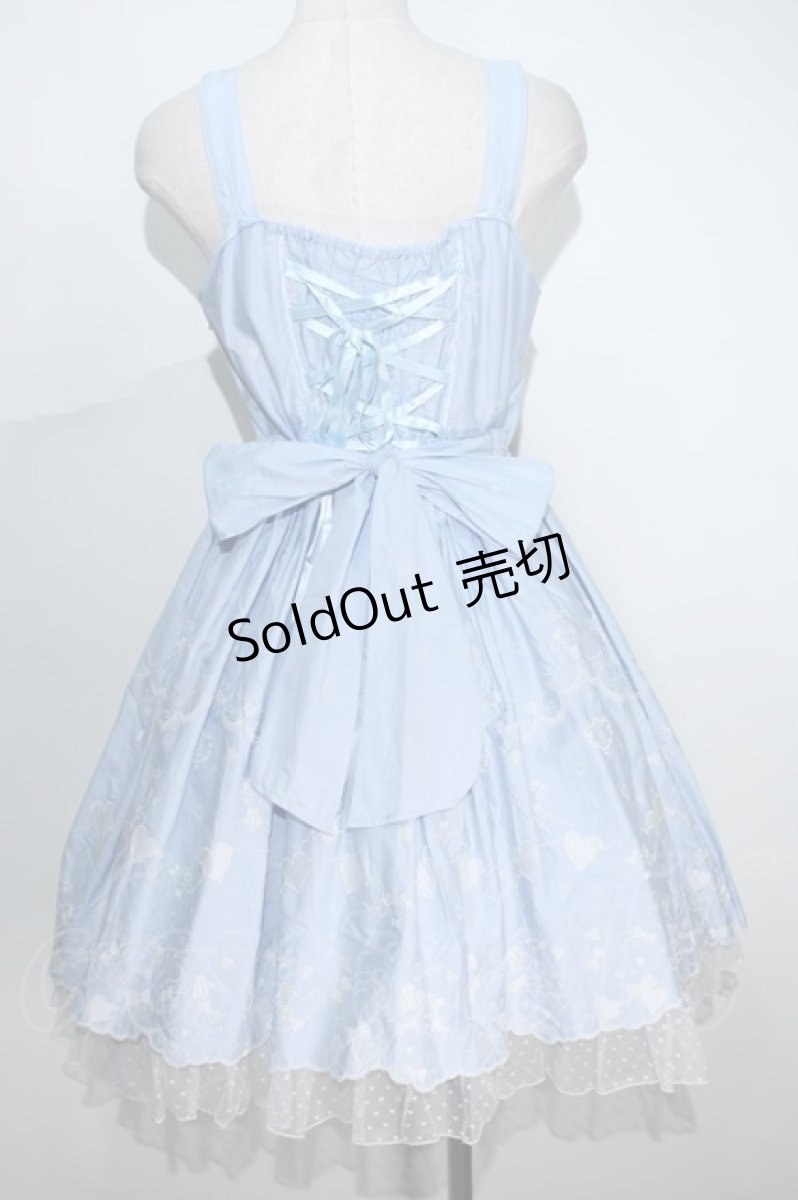 画像2: BABY,THE STARS SHINE BRIGHT /  くみゃちゃんのLove Heart EmbroideryジャンパースカートI  サックスＸ白 S-24-05-13-079-BA-OP-UT-ZS (2)