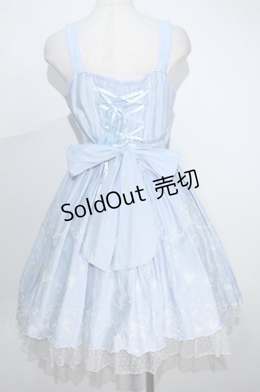 画像2: BABY,THE STARS SHINE BRIGHT /  くみゃちゃんのLove Heart EmbroideryジャンパースカートI  サックスＸ白 S-24-05-13-079-BA-OP-UT-ZS (2)