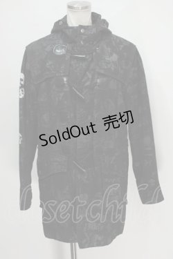 画像1: h.ANARCHY / 総柄コート  黒 S-24-06-09-081-HN-TO-AS-ZT-C031