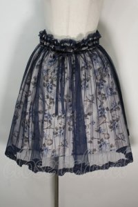 axes femme / チュール×メルヘン花柄スカート  紺 S-24-07-01-077-AX-SK-AS-ZT119
