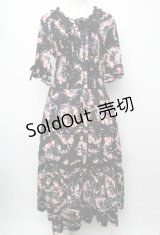 PINK HOUSE / グレースフルローズワンピース  黒 S-24-07-23-042-LO-OP-HD-ZT175