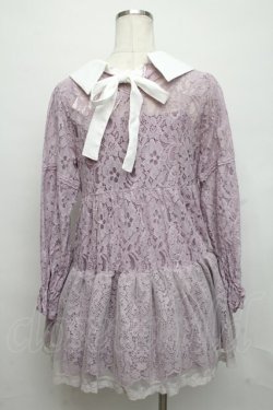 画像2: axes femme / 総レースティアードチュニック  ラベンダー S-24-08-10-047-AX-OP-AS-ZI