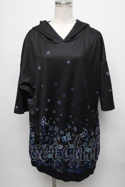 画像1: ankoROCK / バラバラ半袖ネコ耳プルオーバーパーカー  黒 S-24-08-11-029-PU-TO-AS-ZT180