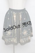 axes femme / スカーフパネル花柄スカート  グリーン S-24-08-26-084-AX-SK-AS-ZT397