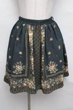 画像1: axes femme / スカーフパネル花柄スカート  グリーン S-24-08-26-084-AX-SK-AS-ZI