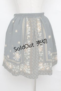 画像2: axes femme / スカーフパネル花柄スカート  グリーン S-24-08-26-084-AX-SK-AS-ZT397