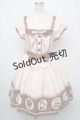 Angelic Pretty / Meltyチョコレートミニ袖ジャンパースカート  ピンク S-24-09-01-085-AP-OP-AS-ZS