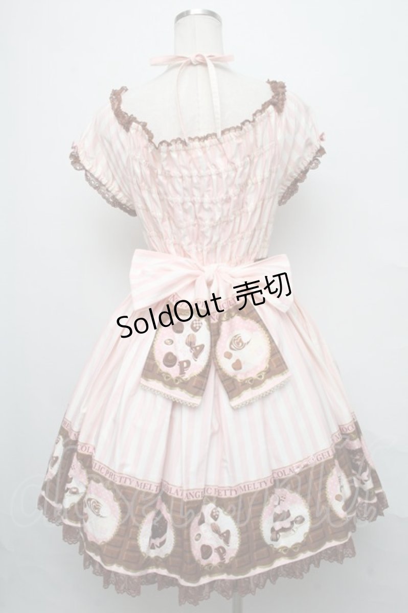画像2: Angelic Pretty / Meltyチョコレートミニ袖ジャンパースカート  ピンク S-24-09-01-085-AP-OP-AS-ZS (2)