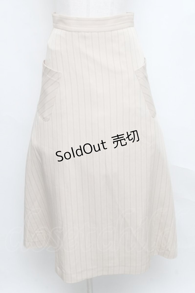 画像1: 【SALE】LEBECCA boutique /交渉しにいくピンストライプスカート M アイボリー S-24-09-05-081-EL-SK-SZ-ZT013 (1)