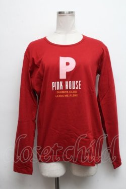 画像1: PINK HOUSE / ロゴプリントカットソー  赤 S-24-09-05-024-LO-TO-AS-ZT420