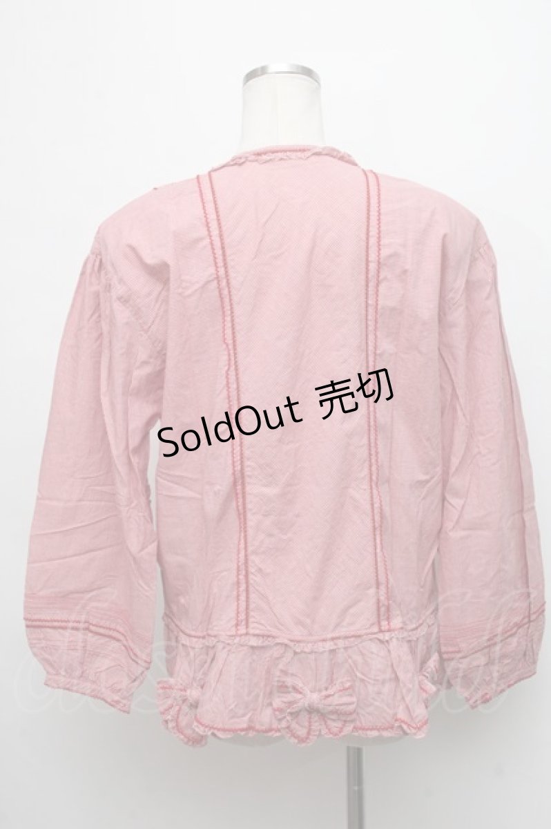 画像2: 【SALE】PINK HOUSE / ギンガムチェックリボンカーディガン  赤 S-24-09-05-030-LO-TO-AS-ZT180 (2)