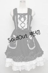 Angelic Pretty /  Lovely Bunnyジャンパースカート＆カチューシャ  黒ｘ白 S-24-09-09-067-AP-OP-AS-ZS