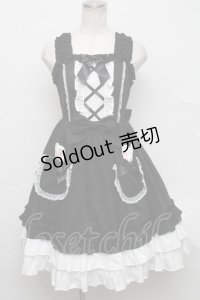 Angelic Pretty /  Lovely Bunnyジャンパースカート＆カチューシャ  黒ｘ白 S-24-09-09-067-AP-OP-AS-ZS