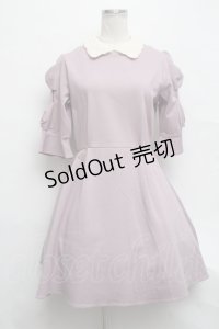 axes femme POETIQUE / リボン袖フレアワンピース  ピンク S-24-09-12-046-AX-OP-AS-ZT064