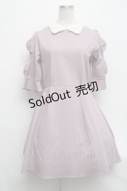 画像1: axes femme POETIQUE / リボン袖フレアワンピース  ピンク S-24-09-12-046-AX-OP-AS-ZT064