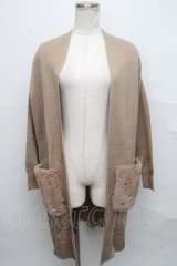 axes femme / ファーポケットコーディガン  ベージュ S-24-09-14-034-AX-TO-AS-ZT381