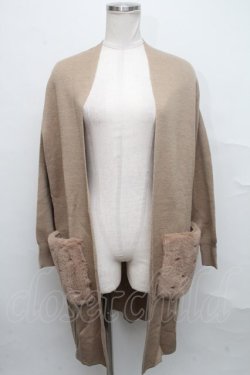 画像1: axes femme / ファーポケットコーディガン  ベージュ S-24-09-14-034-AX-TO-AS-ZT381