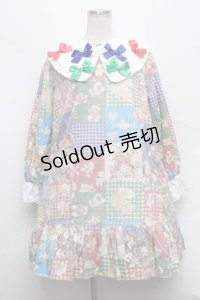Nile Perch / くまパッチワーク三角襟ワンピース  マルチ S-24-09-28-035-LO-OP-AS-ZS
