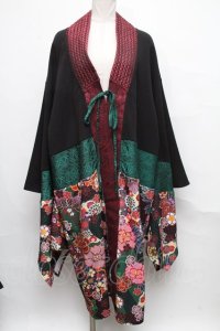 Qutie Frash / 和柄切り替え着物ロングカーディガン   S-24-10-05-053-QU-TO-HR-ZI