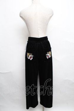 画像3: LISTEN FLAVOR / タイガーチェイナベロアトラックパンツ  黒 S-24-10-09-076-PU-TS-AS-ZT070