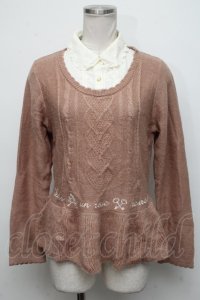 axes femme POETIQUE / 刺繍入りニットプルオーバー  ピンク S-24-10-11-033-AX-OP-HR-ZI
