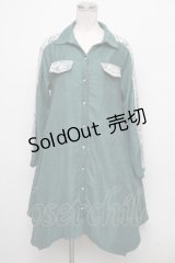 axes femme / 袖レースアップシャツワンピース  カーキ S-24-10-13-056-AX-OP-AS-ZT449
