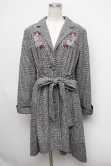 axes femme POETIQUE / 刺繍フィッシュテールコート  黒ｘ白 S-24-10-15-034-AX-CO-AS-ZT-C024