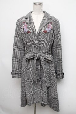 画像1: axes femme POETIQUE / 刺繍フィッシュテールコート  黒ｘ白 S-24-10-15-034-AX-CO-AS-ZT-C024