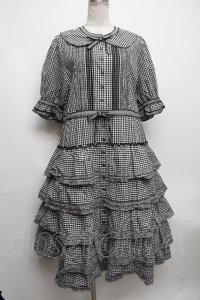 alcali / コットンギンガム前開きワンピース  黒ｘ白 S-24-10-17-032-LO-OP-AS-ZS