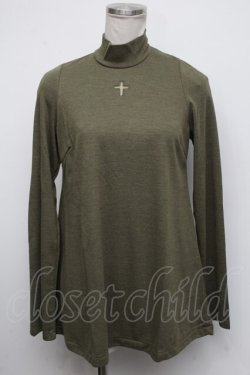 画像1: OZONE COMMUNITY / クロスデザインハイネックトップス  カーキ S-24-10-19-034-PU-TO-AS-ZT376