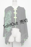Qutie Frash / チャイナポンチョ  黒ｘグリーン S-24-10-22-039-QU-JA-AS-ZS