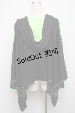 画像2: Qutie Frash / チャイナポンチョ  黒ｘグリーン S-24-10-22-039-QU-JA-AS-ZS