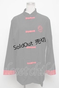 画像1: NieR Clothing / チャイナボタンシャツ  黒 S-24-10-22-044-PU-BL-HR-ZT407