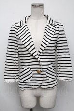 画像1: 【SALE】Franche Lippee / くまボタンボーダージャケット  白 S-24-10-24-010-LO-JA-HR-ZT282 (1)