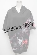 NieR Clothing / 和柄九尾切替プルオーバー  黒ｘ赤 S-24-10-24-027-PU-TO-HR-ZT183