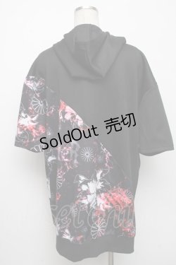 画像2: NieR Clothing / 和柄九尾切替プルオーバー  黒ｘ赤 S-24-10-24-027-PU-TO-HR-ZT183