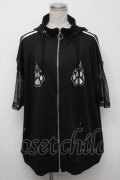 LISTEN FLAVOR / 猫耳肉球ファイヤー袖メッシュジャージ  黒 S-24-11-06-052-PU-JA-AS-ZI