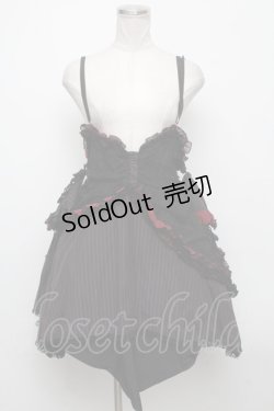 画像1: H jelly / レースストライプベビードール  赤ｘ黒 S-24-11-06-075-HN-TO-HR-ZS