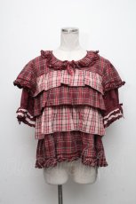 画像1: PINK HOUSE / オリジナルチェックｘローンフリルブラウス  赤 S-24-11-11-060-LO-BL-AS-ZI (1)
