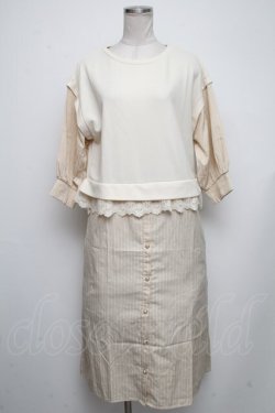 画像1: axes femme / ドッキングシャツワンピース  ベージュ S-24-11-13-062-AX-OP-HR-ZT178