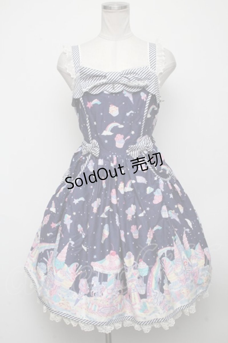 画像1: Angelic Pretty / MilkyPlanetジャンパースカート  紺 S-24-11-14-050-AP-OP-AS-ZS (1)