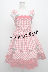Angelic Pretty / Berryちゃんジャンパースカート  赤ｘ白 S-24-11-17-066-AP-OP-AS-ZS