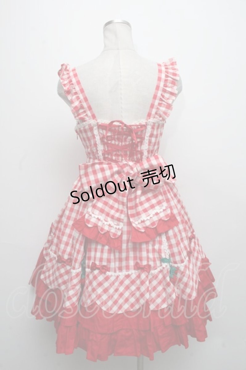 画像2: Angelic Pretty / Berryちゃんジャンパースカート  赤ｘ白 S-24-11-17-066-AP-OP-AS-ZS (2)