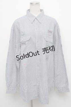 画像1: Karl Helmut / ロゴワッペンポケットチェックシャツ  青ｘ白 S-24-11-18-043-EL-BL-HR-ZI