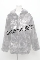 NieR Clothing / 刺繍ファーパーカー  グレー S-24-11-25-053-PU-TO-HR-ZT398